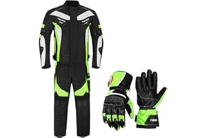 Inflori Waterproof Motorbike Motorcycle Gloves Armoured 2 Piece Suits Jacket with Trouser CE Armoured For All Seansons Weather Mens