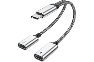 MOGOOD Adaptador USB C a Doble Puerto USB C - Cable Y para Carga y Conexión (No para Monitores) - Compatible con Computadoras Portátiles