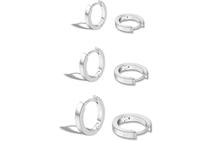 ALEXCRAFT Orecchini Uomo Donna Cerchio 925 14K Oro Placcato Nero 10/12/14mm