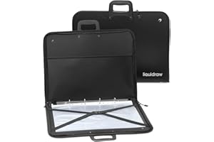 Liquidraw Cartellina portadocumenti in formato A2, con 10 maniche, con tracolla, resistente all'acqua, per adulti, artisti, designer e disegni, Nero , A2, moderno