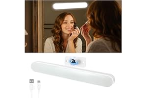 Collazoey LED Dressing Table Mirror for Mirror, 4000mAh Dimmable Wireless Cabinet Lighting, 360° Swivel Light Sticker Removable and Portable, avec trois températures de couleur, for Cabinets, Miroir