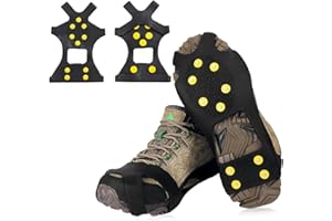 FIBOUND 1 Paar Steigeisen, Anti-Rutsch-Spikes Schuhkrallen, Ice Grippers, Wanderschuhe Steigeisen, rutschfeste 10-Stud Ice & Snow Grips Cleat Stretch Steigeisen zum Wandern Klettern im Freien