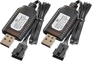 BLOOMIQUE 2 PCS 7.4V USB Charger Cable with SM-4PIN Plug, Smart Universal RC Cable Compatible Remote Control Toys, for Universal 7.4V Lipo Battery USB Charger with Battery Protection