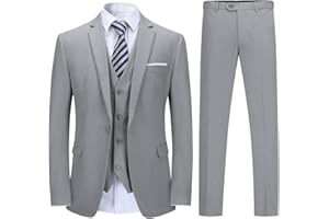YOUTHUP Mens 3 Piece Suit 1 Button Slim Fit Business Wedding Tuxedo Suits Blazer Waistcoat and Pants