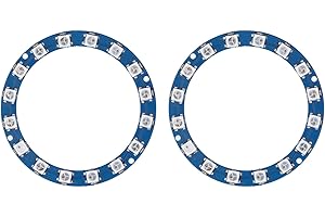 Garosa 16-Bit-RGB-LED-Ring, 2 Stück RGB-LED-Ringlicht 16 X 5050 RGB Vollfarb-Highlight-Digitalanschluss WS2812B 5050, Schnappringzange