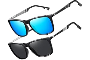 LEDING&BEST Polarizadas Gafas de sol Hombre Mujer Cuadrado Super Ligero Marco con bisagra de resorte Protección UV400 para Conducir Pesca Gafas de sol