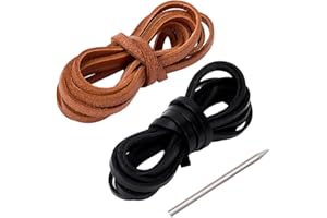 GORGECRAFT 4m Baseball Mitt Cowhide Leather Lace Black Brown Sport Softball Glove Repair Relacing Flat Kit with Stainless Steel Lacing Needle for Catchers Gloves Athletes Supplies