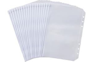 KNOCERY 30 Stück A6 Binder, 6 Löcher Ordner Plastiktüte mit Reißverschluss, 6-Ring-Ordner, transparente A6-Hüllen, PVC-Taschen, für Dokumente, Notizbücher, Fotos, Rechnung, Karten