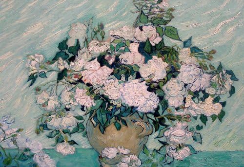 LARGE ART ON CANVAS VAN GOGH WHITE ROSES BOX CANVAS READY TO HANG