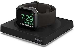 Belkin Chargeur Portable Pour Apple Watch,certification MFi, Fonction Table De Nuit, Design Minimaliste, Cble USB Type-C Inclus, Pour Apple Watch Series 8, Series 7, Series 6, Series 5, Ultra Etc.