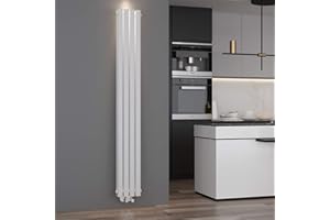 ELEGANT - Radiatore a pannello verticale di design, 1800 x 236 mm, colore bianco, doppio strato, connettore centrale, scaldasalviette