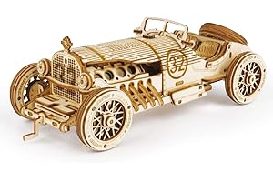 ROKR Puzzle 3D, drewniane puzzle, modelarstwo, zestaw do budowy drewna, Boże Narodzenie, prezent urodzinowy dla młodzieży i dorosłych (Grand Prix Car)