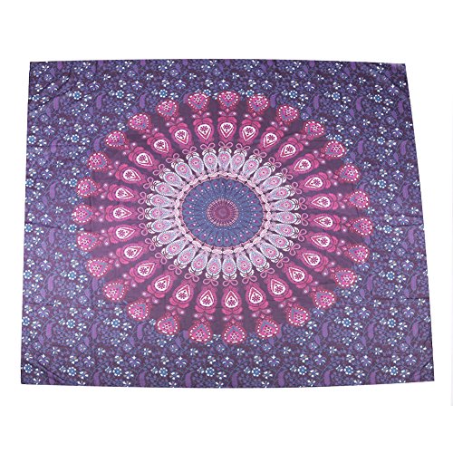HanSemay™ Indischer Mandala-runder / quadratischer Zigeuner-Wand-Hängen, Boho Zigeuner-Baumwolltischdecke-Strand-Tuch, dekorative Wand, die ringsum hängt, Meditation-Yogamatte, Strand-Blatt, Tabellen-Tuch (lila) - 3