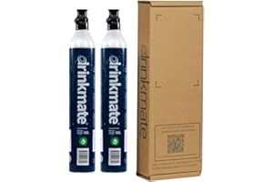 Drinkmate 60 Litre Spare Gas CO2 Cylinders, Compatible With SodaStream Screw In Cartridges - Canister Refill Set of 2