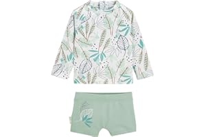 Petit Béguin - Maillot de Bain garçon 2 pièces t-Shirt de Protection UV & Boxer Gabon