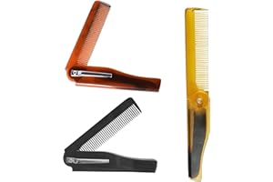 FYKZQWDS 3Pcs Beard Comb,Beard Comb For Men Moustache Pocket Hair Combs For Men Fashionable And Diverse Suitable For Hair Styling Cleaning(Black,Brown,Yellow)