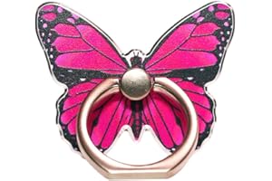 Kinizuxi Anneau de Support pour téléphone Portable réglable à 360°Motif Papillon Mignon Anneau de Support pour Téléphone avec Boucle de Bouton Les Smartphones,iPhone,Samsung-Rose