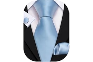 Barry.Wang Solid Ties Set Pocket Square Cufflinks Stripe Necktie Classic