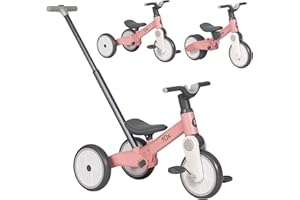 Olmitos - Triciclo Evolutivo bebé Fox 5 en 1 – Bici de Equilibrio y Pedales para Niños de 18 Meses a 3 Años - Seguro y Divertido Triciclo Sin Pedales, Bicicleta Bebe, Práctico y Seguro (Rosa)