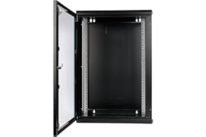 ‎KOSCOM CONNECT Koscom Connect Network Cabinet 18 U, Server Cabinet 19 Inches, Wall Mounted, 450 mm Depth, 600 x 450 x 903 mm, Fully Assembled, Lockable Glass Door, Load Capacity 100 kg (Black - 45 cm, 18U)