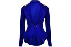 GirlzWalk ® Women’s Ladies Studded One Button Spike Shoulder Blazer Coat Jacket Top
