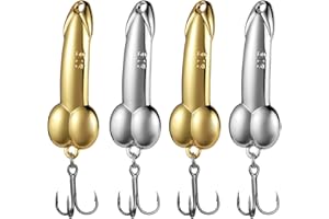 Annyswit 4 Pcs Metal Fish with Trebles Hooks, Fishing Lure Gold Silver Sequin for Deepwater Bait Fishing 5g-20g