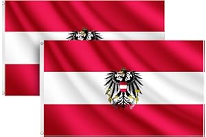 COCOSY 2 Stück Österreich Mit Adler Fahne - 90 x 150 cm 100% Polyester Österreichische Flagge mit Messing-Ösen - Wetterfeste & Langlebige für Sport & Feierlichkeiten