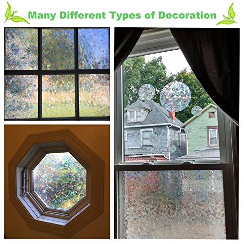 Zindoo 3D hochwertige Premium No-Kleber Fensterfolie Sichtschutzfolie Statisch Folie Selbstklebend Privatleben Frost Glas-Fenster-Film-Aufkleber Anti-UV 45*200cm. - 3