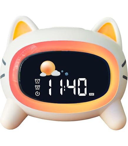 Réveil Enfant Lapin Lumineux - 2 Alarmes, 5 Sonneries, Réglage Luminosité - Pour Chambre Fille/garçon