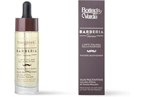 Bottega Verde - Barberia Toscana, Olio Multiattivo Viso e Barba, 30 ml, con olio d'oliva di Tenuta Massaini