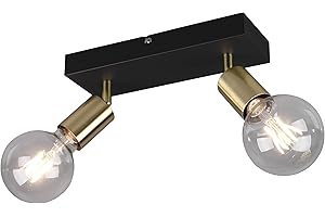 Reality Leuchten Vannes R80182008 - Barra spot in metallo nero, ottone opaco, 2 x E27