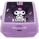 Wiggle Kuromi Temalı Lisanslı 4 B&ouml;lmeli Plastik &Ccedil;ocuk Beslenme Kutusu - Yemek Saklama Kabı Kaşık ve &Ccedil;atallı (Lila-1)