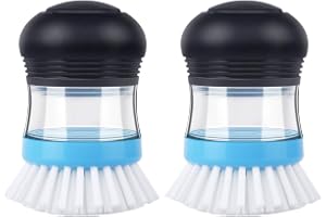 MR.SIGA Handdiskborste med Dosering, Marinblå, 2-pack | MR.SIGA Diskborste Med Inbyggd Såpdispenser, Handflateskrubbborste Fö