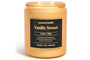 CHILLFLAME Vanilla Candle, 400g Scented Candles Gifts for Women, 2 Wicks Blended Scents Candles for Home, Birthday Gifts for Women (Vanilla+Lily+Jasmine)