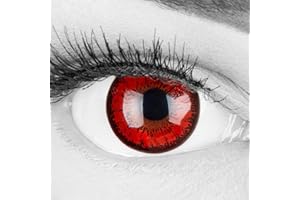 Meralens Lenti a Contatto Colorate Lupo Rossa rosse Red Flower Lenses - con porta lenti a contatto - ideali per Manga Anime Halloween Demone Vampiro – Durata 1 Anno - 1 Coppia senza correzione