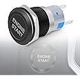 Engine Start Push Button, 12V Waterproof Car Ignition Starter Switch Button, 19mm(Black)