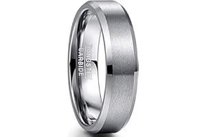 NUNCAD Ring Silber/Schwarz/Vergoldet aus Wolfram 4mm / 6mm / 8mm Gebürstet Größe 52 bis 70