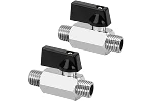 JESUSTREE Mini Valvola a Sfera in Ottone, Valvola di Arresto Cromata Raccordo 3/8" Maschio x 3/8" Maschio, Valvola a Sfera in Rame Nichelato per Tubi, Giardino, Acqua, Petrolio (2 PCS)
