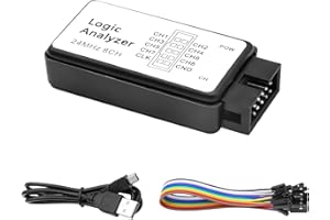QIQIAZI USB Logic Analyzer 8 Kanäle 24MHZ 5PF mit USB-Kabel und Anschlusskabel kompatibel mit Arduino