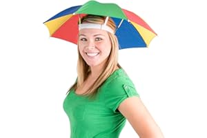 Bedwina Cappello a ombrello - Cappelli da festa colorati - 20 pollici, mani libere, divertenti cappelli da festa in spiaggia colorati arcobaleno