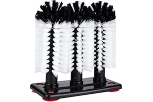 WIFEHELPER Triple Brush Bar Glass Washer 3 Brush Glass Scrubber Water Bottle Cleaning Brush Glass Washer Brush Cleaner for Sink with Suction Cup Base