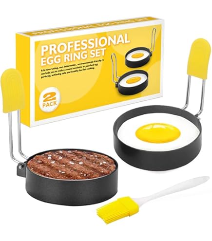 Stampo Per Uova E Pancake - 2 Anelli In Acciaio Inox Con Manico - Per Uova Tonde, Hamburger E Polpette - Foto 8