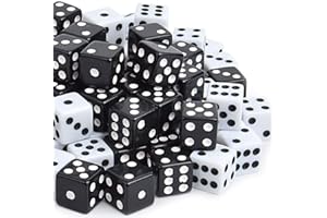 powerking Set di Dadi,100 Pezzi Nero Bulk Game Dices per Gioco di Dadi Tensies, Gioco da Tavolo, Gioco di Matematica, bomboniera, Angolo Rotondo a 6 Lati da 16 mm (Nero)