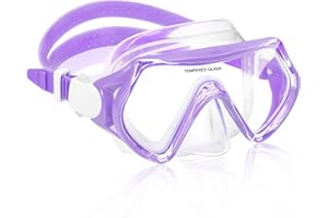WOVOKA Masque de Plongée pour Enfants, Masque Tuba Enfant Anti-buée et Anti-Fuite Vue Panoramique à 180 Degrés Masque de Plongée HD en Verre Trempé pour Enfants, Jeunes, Garçons, Filles, Junior