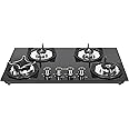 Faber Hob 4 Burner | Auto-Ignition | Spillage Proof | HOB SUPERIA HT764 BR AI | Concealed Chamber | Metal Knobs | Pan Support | Black Glass Finish |5 Yr Warranty on Burner & Glass | 1 Yr comprehensive