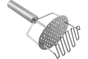 HAHHHHA Kartoffelstampfer, Kartoffelpresse aus Edelstahl, robuste Kartoffelpresse aus Metall, mit Griff, Doppelpresse (Silber)