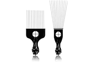 Tsling Afro Comb 2 Pcs,Black African Pick Comb for Curly Hair,Metal Hair Comb Anti-static Pick Comb,Wide Tooth Comb Styling Tool for Women and Men Home Salon Hair Styling Supplies (2 Pcs)