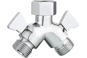 Tecmolog Brass DSF017 2-Way Y Splitter, Chrome - Body Material, Double Lever Handles, Shut-Off Valves, Custom Shut-off Function, Anti-leak Design