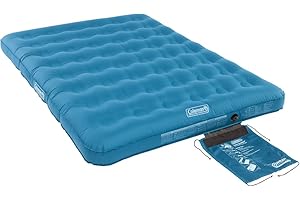 Coleman Bardzo trwałe łóżko pojedyncze/podwójne, flokowane, pojedyncze lub podwójne, nadmuchiwany materac, stabilne i trwałe, komfortowe łóżko do użytku wewnątrz i na zewnątrz