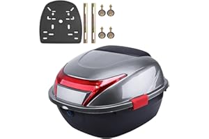 NUACOS Motorrad Kofferraum Tour Heckbox Topcase ABS Wasserdicht AbschließBar Universal Harthelm GepäCkaufbewahrung mit Montagematerial für Motorrad Moped RüCkseitenkoffer ,G,11*15*16inch
